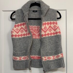 J. Crew Gray and Pink wool Sweater Vest